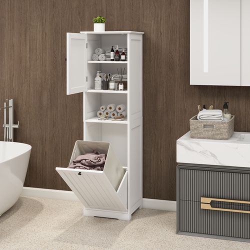 Meuble  1 Porte, 1 Compartiment 60 Lb En Mdf Blanc, Peinture Uv, Sac Amovible Et Étagère