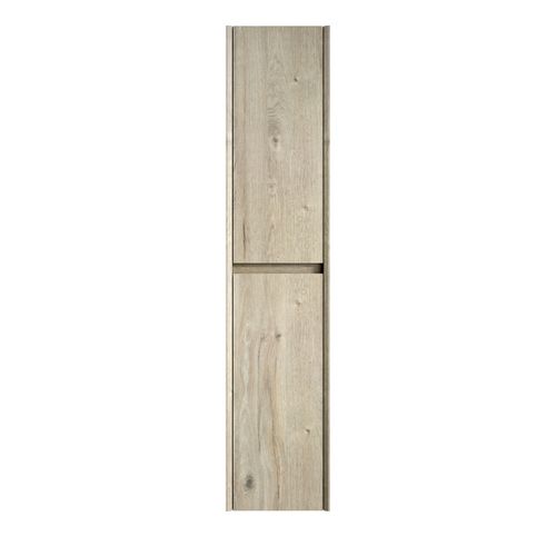 Armoire Murale Étroite 2 Portes En Contreplaqué Off White, Veinage Bois Crème, Poignées 45°