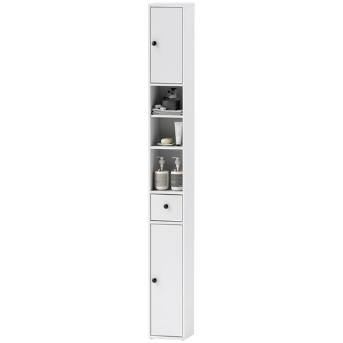 Armoire Haute Salle De Bain 20x20x178 Cm En Bois Blanc – Design Étroit Et Rangement Optimisé