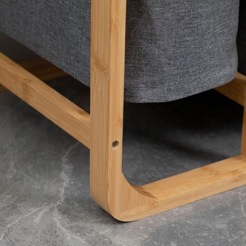 Panier à Linge 50x32x69,7 Cm En Bambou Naturel, 3 Sacs Amovibles, Grand Rangement