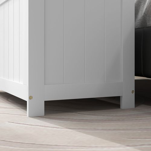 Coffre De Rangement 81x40x46 Cm En Mdf Blanc Entretien Facile, Poignées Et Charnière De Sécurité