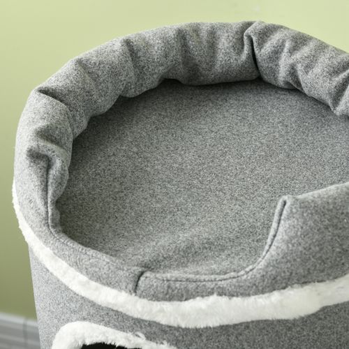Lit Pour Chat57 X 99 Cm — Tour Griffoir 3 Niveaux, 4 Zones De Repos, Peluche Grise