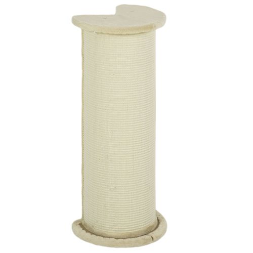 Griffoir D'angle Pour Chat 35 X 35 X 85 Cm En Bois Et Sisal Naturel, Design Compact Couleur Crème