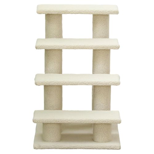 D'appoint Animaux 63,5x43x60 Cm En Peluche Crème, 4 Marches Antidérapantes, Charge 10 Kg