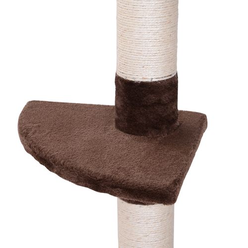 Lit 40x34x230-260 Cm En Peluche Brune, Arbre à Chat Réglable Et Stable Pour Chat