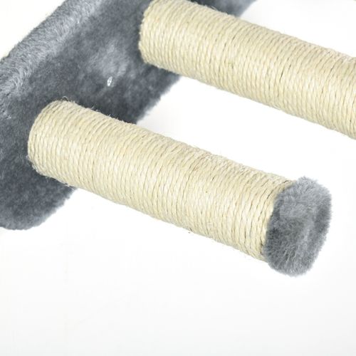 Mur D'escalade Mural 4 Pièces Pour Chat Gris, Griffoirs En Sisal Et Plateformes En Peluche