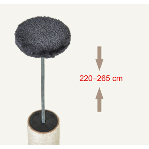 Arbre à Chat Hauteur Plafond 220-265 Cm En Plush Gris Foncé, Grotte, Hamac Et Poteaux En Sisal