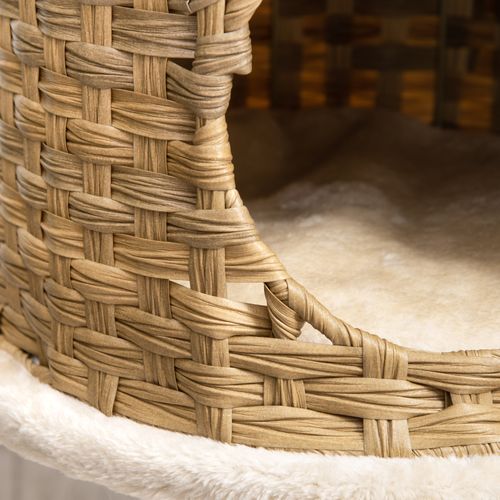 Arbre à Chat 55x47x95 Cm En Pe‑rattan Naturel Et Sisal, Maison Cosy, Jouet Suspendu Et Coussins