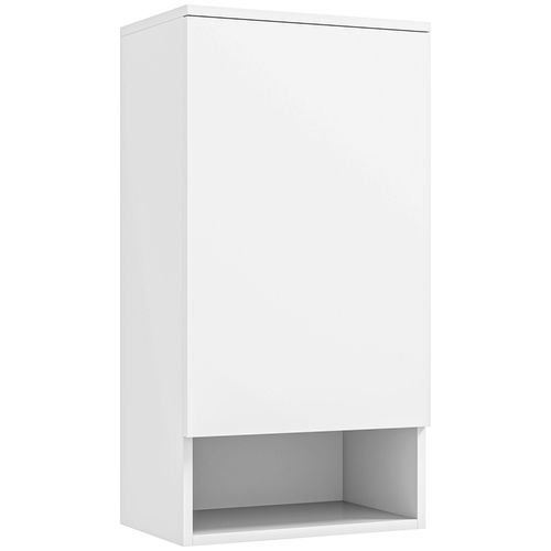 Armoire Murale Blanche 40 X 27 X 77 Cm, 3 Étagères Réglables Et Niche Ouverte, Design Sans Poignée