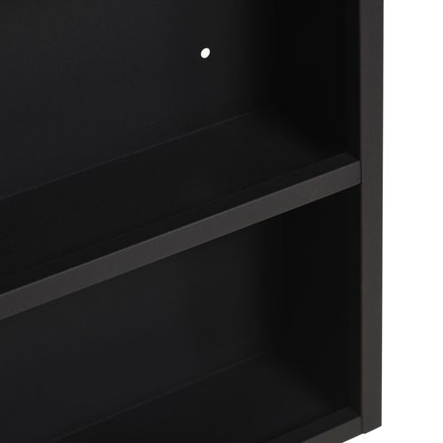 Armoire Miroir Murale 46x13,5x58 Cm En Acier Inoxydable Noir, Fermeture Douce Et 3 Étagères