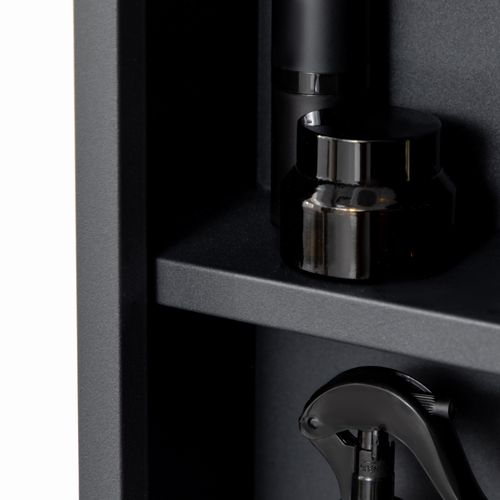 Armoire Miroir Murale 40x12x60 Cm En Acier Inox Noir, 3 Étagères Réglables, Gain De Place