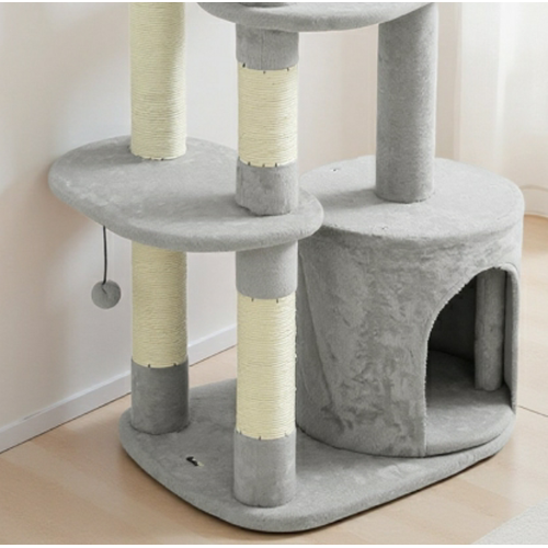 Arbre à Chat Multifonction 60x45x114 Cm En Peluche Gris Clair, Maison, Plateformes Et Sisal