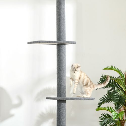 Arbre à chat Pour Chats 43x27x228-260 Cm Gris, Arbre à Chat Réglable Avec 4 Plateformes