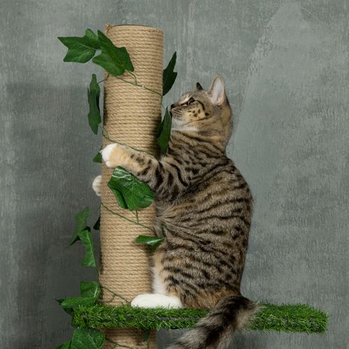 Arbre à Chat Télescopique 202-242 Cm En Jute Vert, Poste à Griffer Stable Pour Chats ≤5 Kg