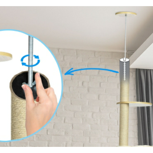 Arbre à Chat 240-260 Cm, Base 40x40 Cm, Griffoirs Jute, Hamac Et Maison En Peluche Marron