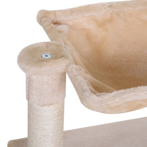 Lit Arbre à Chat 50x36x70 Cm En Peluche Beige – 3 Poteaux Sisal, Hamac Suspendu Et Plateforme