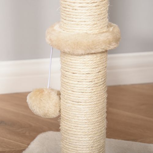 Arbre à Chat Tout-en-un 100 Cm Beige Avec Niche Spacieuse, Poteaux Sisal Et Jouet Boule