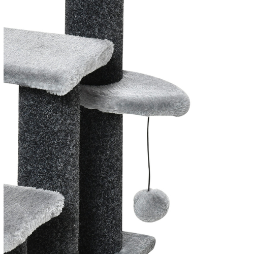 D'appoint 45x40x48 Cm Pour Animaux, Marche En Peluche Grise, Structure Bois, Griffoir Jute