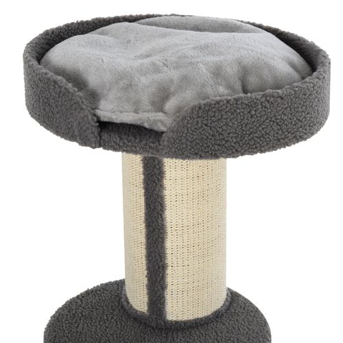 Arbre à Griffer Pour Chat 45x45x91 Cm En Polyester Gris, Poteaux Sisal, Plateforme Avec Coussin