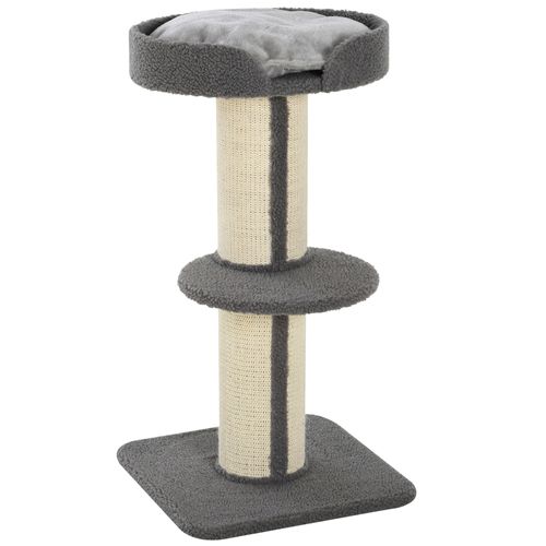 Arbre à Griffer Pour Chat 45x45x91 Cm En Polyester Gris, Poteaux Sisal, Plateforme Avec Coussin