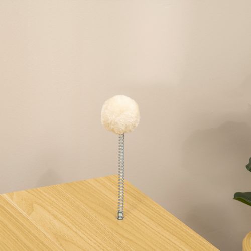 Maison Pour Chat Style TV Beige 50x28x43 Cm — Coussin Lavable, Jouet Antenne, Table D'appoint