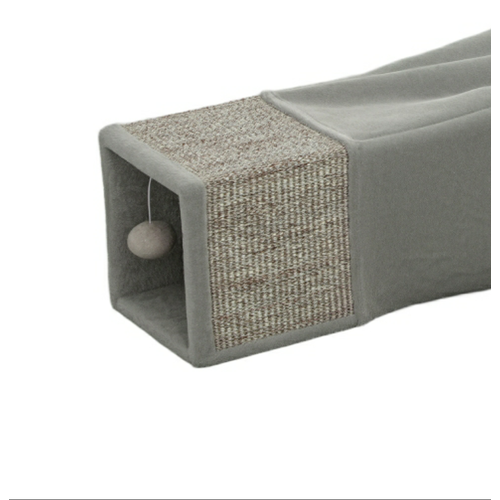 Lit Tunnel Pour Chat 98x30x30 Cm Polyester Brun, Pliable, Deux Niches Et Intérieur En Peluche