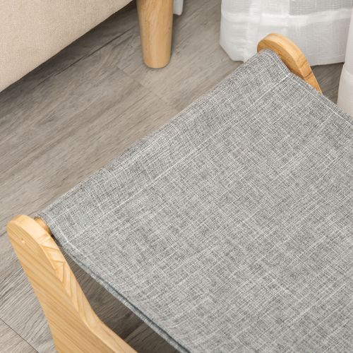 Lit 68x43x20 Cm Pour Chat En Pin, Hamac Surélevé Gris Clair Avec Coussin Amovible Et Lavable