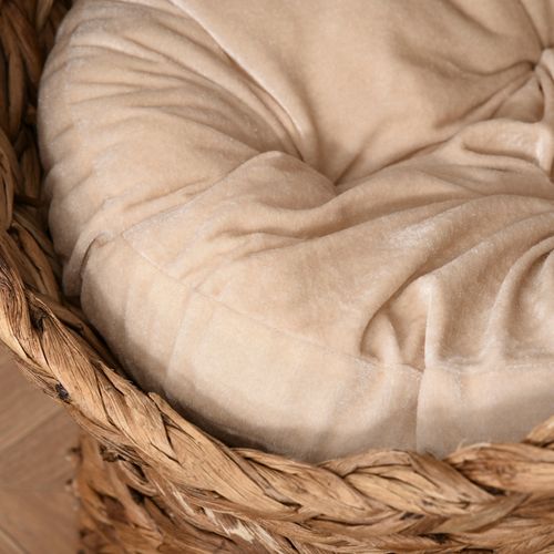 Panier Pour Chat Sur Pied 50 X 42 X 60 Cm En Jacinthe D'eau, Coussin Amovible Lavable