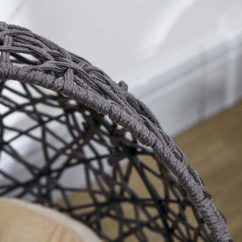 Lit Pour Chat 50x50x60 Cm En Polyester Gris, Siège Surélevé Avec Coussin En Coton Amovible