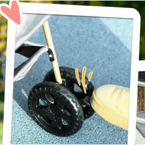 Poussette 3-en-1 Pour Petits Chiens Et Chats ≤35 Cm, 4 Kg — Pliage Une Main, Polyester Gris Clair