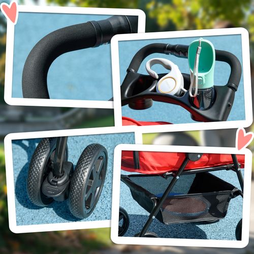 Poussette Pour Petit Chien 67x45x96 Cm En Tissu Oxford Rouge, Pliable, Roues 360° Avec Freins