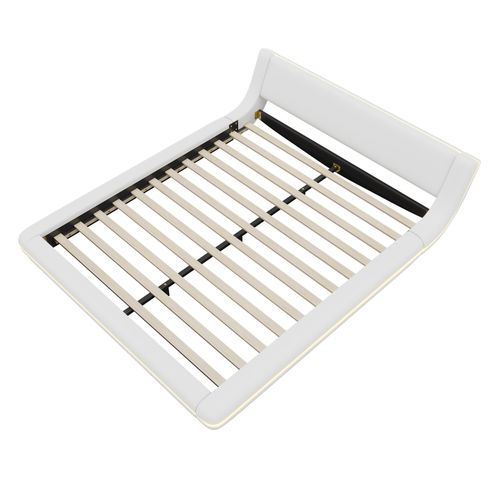Lit Double 160x200 Cm Avec Structure En Pu Et Mdf Éclairage LED Blanc
