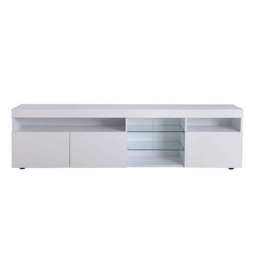 Meuble TV Moderne Blanc,panneau Lumineux,éclairage LED Variable,pour Salon Et Salle à Manger,180 Cm