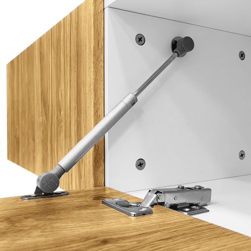 Meuble TV Moderne, Longueur Ajustable, Design Modulaire 2 Pièces, Effet Bois Et Blanc Mat