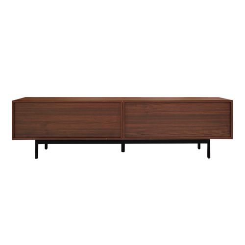 Meuble TV Lowboard Avec Texture Sculptée, Meuble TV Avec Bande LED Et Porte En Verre Trempé