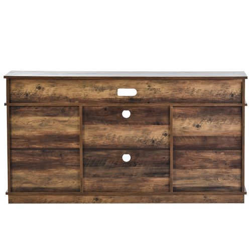 Meuble TV 148x40x78 cm, 2 Portes Coulissantes, Étagères Réglables, Style Fermier, Salon