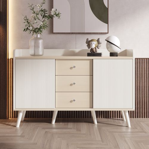 Buffet Moderne 3 Tiroirs, Buffet En Bois Avec Étagères De Rangement Pour Salon Et Chambre, 117 Cm
