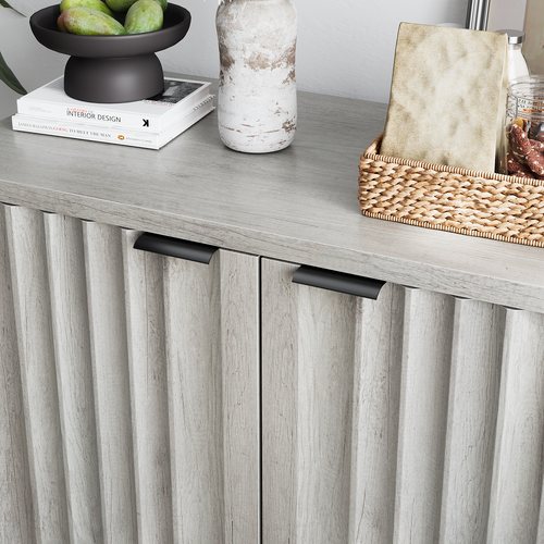 Buffet Gris Wash, Avec Étagères Réglables, Bois, Pour Salon, Hall Et Entrée