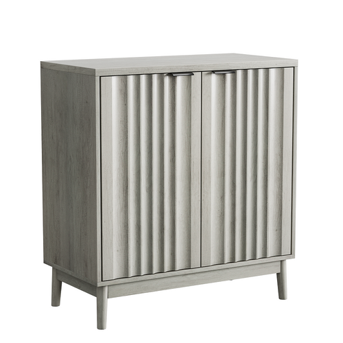 Buffet Gris Wash, Avec Étagères Réglables, Bois, Pour Salon, Hall Et Entrée