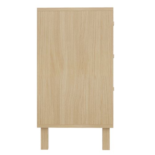 Buffet En Bois Naturel, 6 Tiroirs En Rotin, Grand De Rangement, Meuble Pour Chambre.