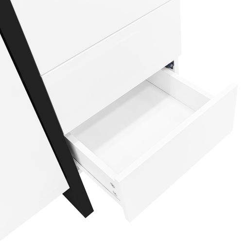 Buffet Moderne Laqué Blanc, 2 Portes Et 4 Tiroirs, Facile à Nettoyer, Pour Salon Et Salle à Manger