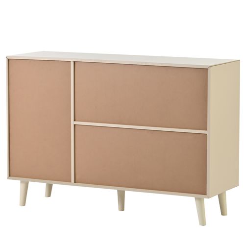 Buffet Blanche Crème 120 Cm Avec Portes Et Tiroirs, Meuble De Rangement Pour Salon.