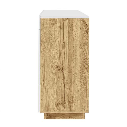 Buffet Moderne Laqué, Vitrine, Tiroirs, Éclairage LED Changeant, Pour Salon Et Salle à Manger.