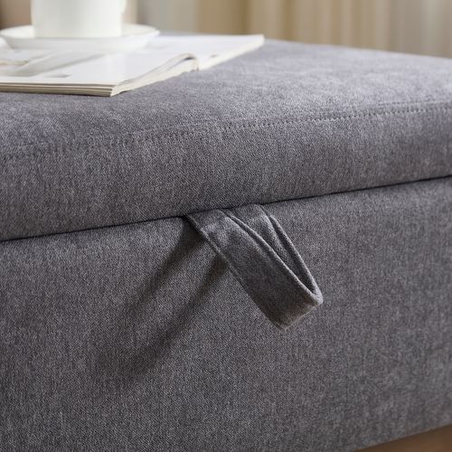 Table Basse 80x59x45 Cm En Lin Gris Foncé — Banquette Multifonction Mid‑century, Élégante