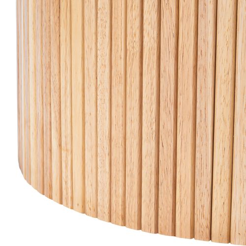 Table Basse Ronde Piédestal 90 Ou 60 Cm En Bois Massif Et Mdf, Finition Naturelle Grain Bois