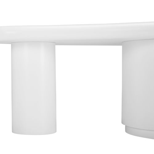 Table Basse Forme Nuage 110x60x37,5 Cm En Mdf Blanc, 1 Tiroir, Design Créatif Et Patins Feutre