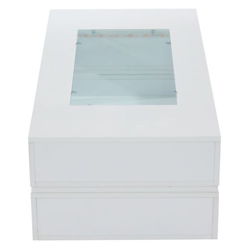 Table Basse Blanche LED, Contrôle Bluetooth Via App, Multifonction, Idéale Pour Salon Et Bureau