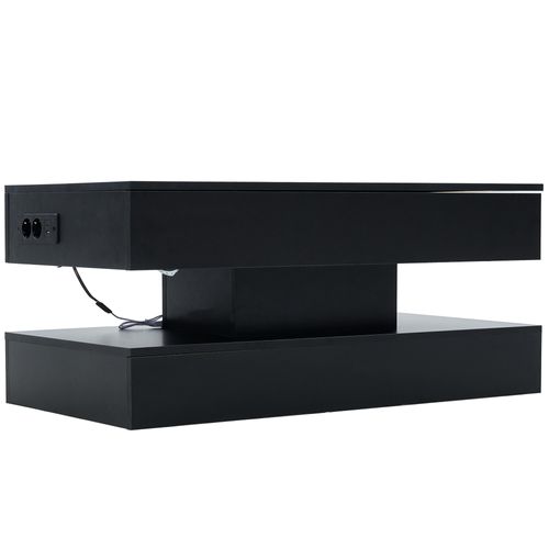 Table Basse Relevable 100x50x42 Cm, LED, Rangement Caché, Mécanisme Hydraulique, Charge 50 Kg