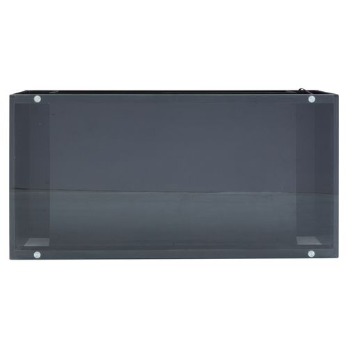 Table Basse Noire Brillante LED 16 Couleurs, 2 Tiroirs, Double Verre, Grand Rangement