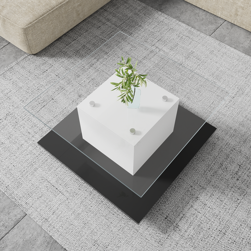 Table Basse En Verre Brillant Table Basse Mobile Avec Roulettes Pour Salon Usage Polyvalent